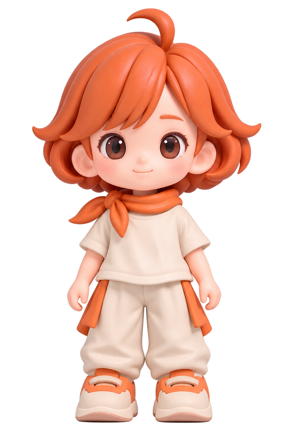 Yasoo, with orange hair and an orange scarf